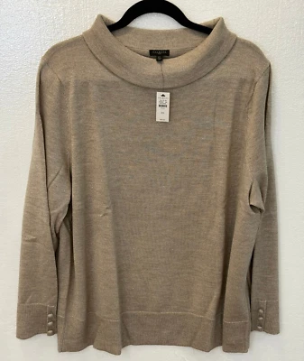 NWT $99 Talbots Size 2X Sabrina Wool Metallic Gold "Mink Heath" Sparkle Sweater - Image 1 of 4