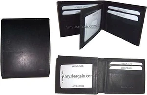 Lote de 3 Nuevas Cartera Billetera Hombre Cuero Negro 9 Tarjeta de Crédito Espacio Identificación Doble - Imagen 1 de 12