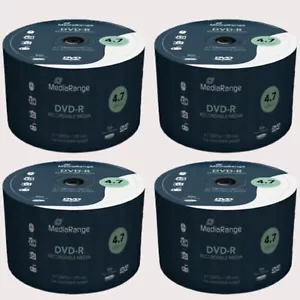 200 x MediaRange DVD-R 16x Speed 4.7GB 120min Recordable Blank Discs in Cake Tub - Picture 1 of 12