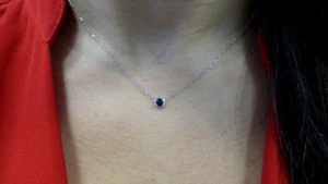 BLACK DIAMOND SOLITAIRE BEZEL NECKLACE 14K WHITE GOLD 0.36CT VARIOUS LENGTHS - Picture 1 of 11