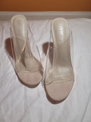 Cape Robbin Shoes Fusion Translucent Block High-Heel Mule Open Toe Sandal, Light - Image 1 of 4