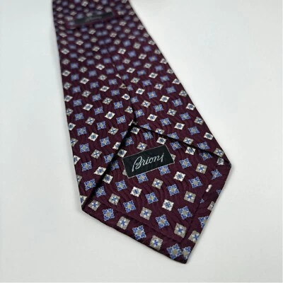 Brioni Mens Multicolor Printed Silk Adjustable Designer Neck Tie Geometric - Изображение 1 из 4