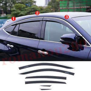 For Toyota Venza 2021-2023 Black+Chrome Window Vent Visor Shade Sun Rain Guard*6 - Bild 1 von 8