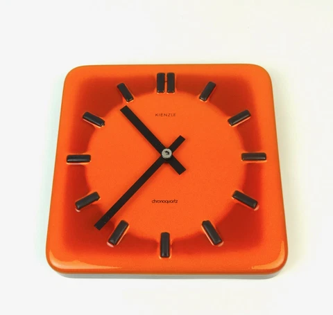 ICONIC ORANGE MID CENTURY 70S POP ART CERAMIC SPACE AGE WALL CLOCK BY KIENZLE Cover