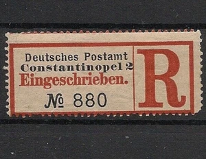 Germany Colonies TURKEY Registration Label CONSTANTINOPLE Mint Hinged - Picture 1 of 1