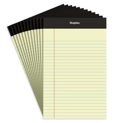 Staples Notepads, 5" x 8", Narrow Ruled, Canary, 50 Sheets/Pad, Dozen (ST57298) - Image 1 of 2
