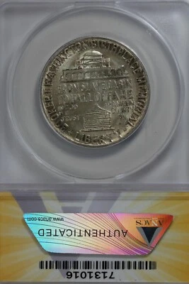 1951  .50   ANACS  MS 64 BOOKER T WASHINGTON    Classic Silver Commemorative   - Image 1 of 2