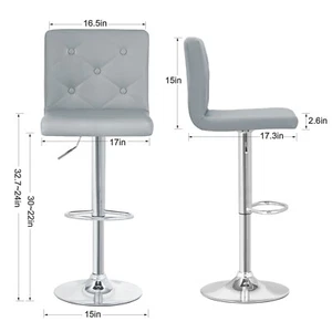 VECELO 2 Pcs Bar Stools Adjustable Swivel Bar Stools PU Leather for Kitchen Bar - Picture 1 of 37