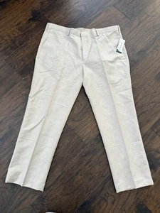 Cubavera Mens 42/30 Natural Linen Blend Khaki Dress Pants NWT - Picture 1 of 9