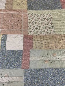 Handmade “Summer Garden”63”x53” Patchy Satin Flowers Block Wall Quilt Bed Decor - Picture 1 of 23