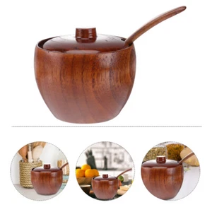 Wooden Jar With Seasoning Canister Condiment Container Seasoning Bottle Box - Picture 1 of 12