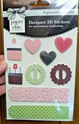 paper chic christina re designer 3D stickers scrapbooking hearts labels grant  - Image 1 of 4