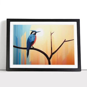 Eisvogel Minimalismus Nr.2 gerahmtes Wandbild Poster Leinwanddruck Bild Gemälde - Bild 1 von 9