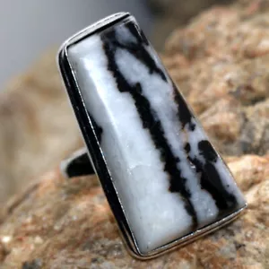 925 Silver Plated White Buffalo Turquoise Ethnic Ring Jewelry Size US 7 GW - Picture 1 of 3