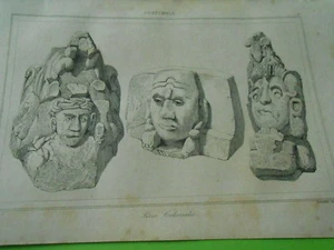 Gravure 1843 - Guatemala Têtes Colossales  - Imagen 1 de 1