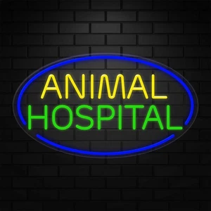Animal Hospital Sign for Window/Wall Displays| LED Flex Neon | 30"W x 17"H x 1"D - Picture 1 of 5