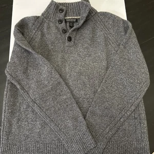 Banana Republic Pullover Damen groß grau Merinowolle italienisches Garn Stehkragen gebraucht, in einwandfreiem Zustand - Bild 1 von 9