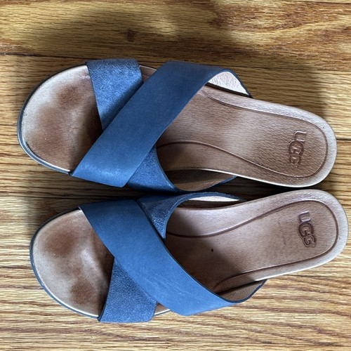 Sandali UGG Kari in pelle incrociati blu navy da donna taglia 8 5