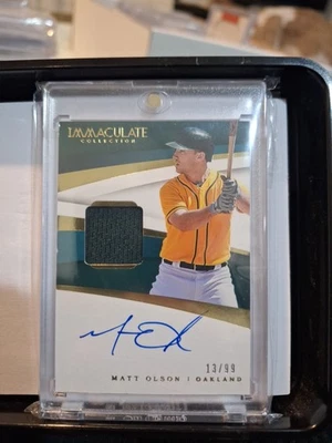 Matt Olson 2018 Panini Immaculate Collection Jersey Relic Auto /99 Athletics - Image 1 of 2