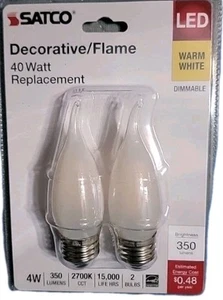 Satco S21850 LED 4W Decorative/ Flame - Soft White (2 Bulb Pack) - Picture 1 of 4