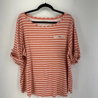 Top túnica Croft Barrow para mujer 3X manga 3/4 lengüeta enrollable verano playa elástico Foto 1 de 4