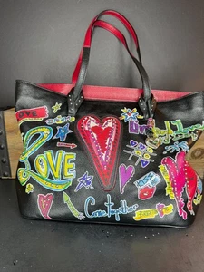 RARE Brighton Fashionista Love Scribble Tote Bag Grafitti RETIRED Black Purse - Picture 1 of 7