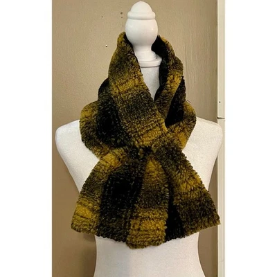 NWT - Adrienne Landau Yellow/Black Check Pull Scarf / One Size - Image 1 of 3