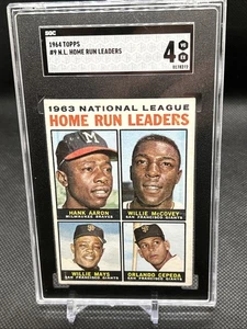 1964 Topps #9 NL Home Run Leaders Aaron, Mays McCovey SGC 4 Sehr guter Zustand - Bild 1 von 2