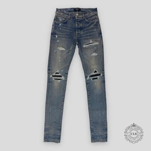JEANS AMIRI MX1 PARCHE CUERO NEGRO - ARCILLA ÍNDIGO - Imagen 1 de 6