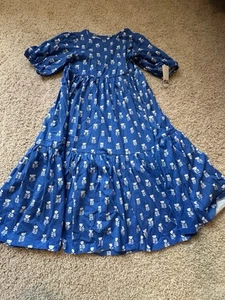 !NWT! Tea Collection Girl’s Blue Short Sleeve Floral Tiered Dress Italy Size 10 - Picture 1 of 4