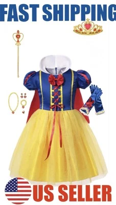 Conjunto de Disfraz de Blancanieves para Niñas Envío Rápido EE. UU. Foto 1 de 4