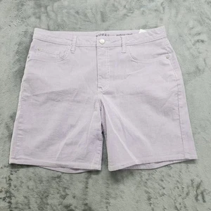 Lee Riders Shorts Womens Size 12 Purple Striped Mid Rise Bermuda Stretch Denim - Picture 1 of 11