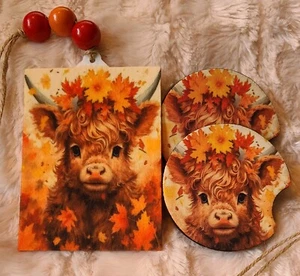 Super Cute Cow Fall Autumn Air Freshener Freshie and Car Coaster X 2 SET - Bild 1 von 7