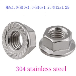 Tuercas de brida serradas de paso fino M8 M10 M12 304 A2 acero inoxidable - Imagen 1 de 3