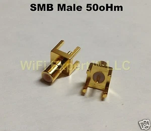 2 x SMB male straight plug center solder PCB mount RF connector ships from US - Picture 1 of 2