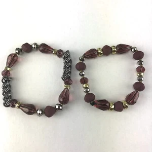 Simply Vera by Vera Wang Paar lila Perlen elastische Armbänder dunkelsilberfarben - Bild 1 von 4