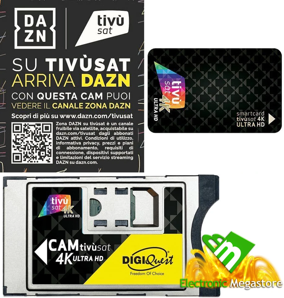 CAM TIVUSAT HD DIGIQUEST PER TV STB CI/CI - SMARTCARD INCLUSA CANALI SATELLITARI - Immagine 1 di 4