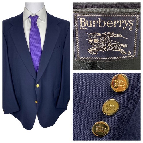 Blazer vintage Burberry Prorsum 43L blu navy oro bottoni giacca lana cappotto sportivo