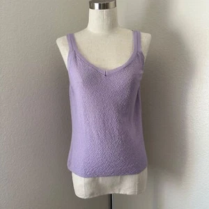 Eileen Fisher Pullover Knit Scoop Neck Wool Tank Top Sleeveless Violet Color Sz - Picture 1 of 6