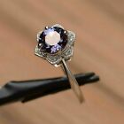 2ct Round Cut Simulated Alexandrite Halo Women's Ring 14k White Gold Plated