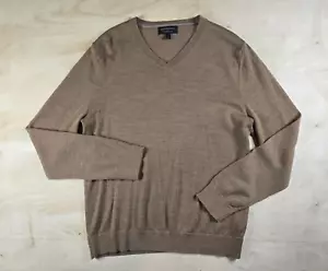 Banana Republic Merino Wool Sweater Mens Large Brown V-neck Stretch Tight-knit - Picture 1 of 14