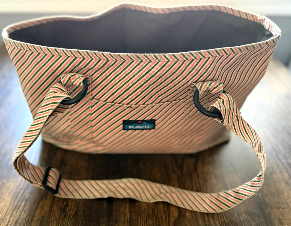 Bolso de Mano Kavu Mediano Rayas Rosa Verde Tela Colorido EDC Carryall Para Mujer’s Foto 1 de 4