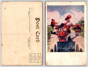 F Earl Christy PRINCETON BANDERÍN ONDEANDO CHICAS UNIVERSITARIAS EN AUTO Postal U417 - Imagen 1 de 1