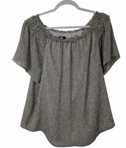 DKNY Blouse Women Size L Leopard Big Cat Animal Sheer Sleeves Lined Boho - Picture 1 of 10