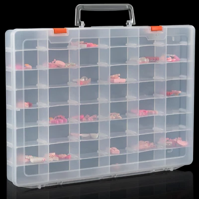 Large 48 Grids Clear Plastic Organizer Box with Dividers, Adjustable Compartment - Image 1 of 4