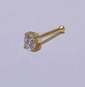 925 Silber Nasenpiercing 2,0 mm Rund vergoldet diamantiert Nasenstecker Kugelst.