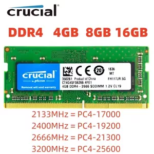 Crucial DDR4 8GB 16GB 32GB 3200 2666 MHz Laptop memory RAM Notebook RAM SO-DIMM - Picture 1 of 15