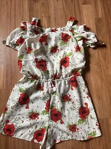 Pretty Girl’s Romper, My Michelle Kids, Size L, White With Flowers, Used Cond. - Picture 1 of 4