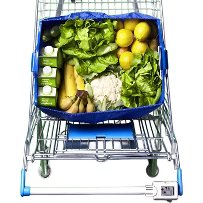 Einkaufswagentasche zum Einhängen Einkaufstasche faltbar + 2 Einkaufswagenchips - Bild 1 von 4