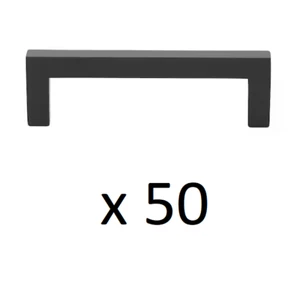 *50* GlideRite 3-3/4 in. Matte Black Solid Square Slim Cabinet Drawer Bar Pulls - Picture 1 of 5